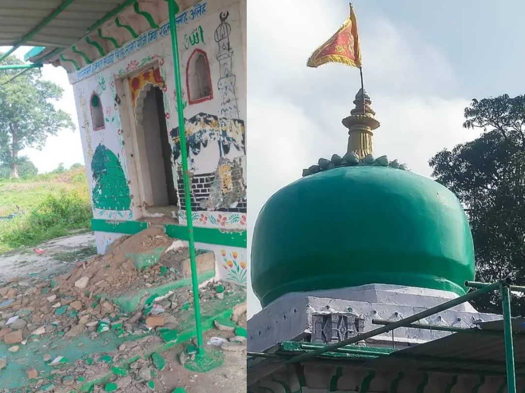 Rewa news, Madhya Pradesh news, Rewa Mazar vandalism, religious flag controversy, Muslim community outrage, communal tension Rewa, MP latest news